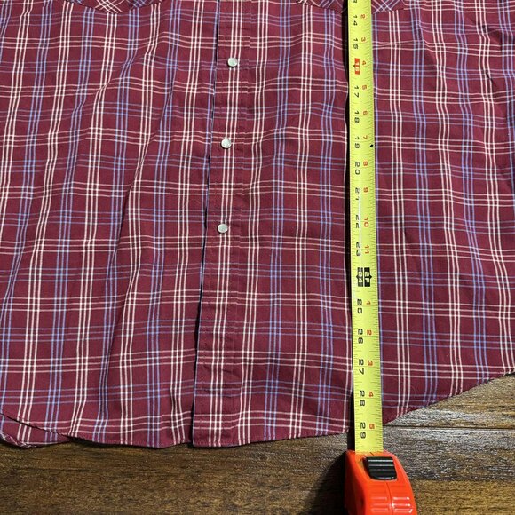 Plains Western Wear Red Mens Pearl Snap Button Down Short Sleeve Shirt Size L - Picture 8 of 10